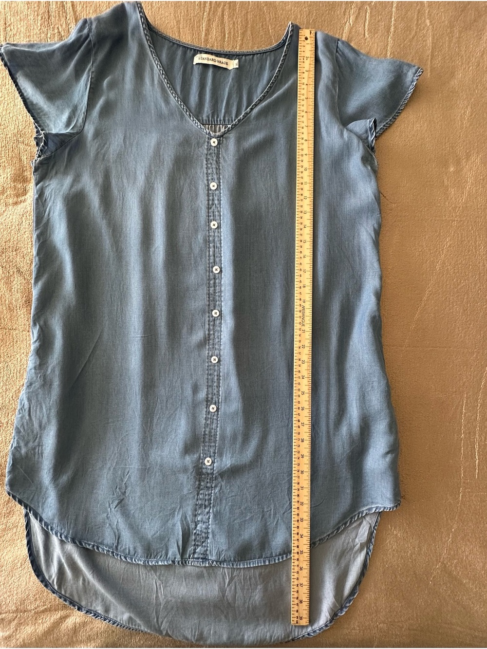 Standard Grace Chambray Denim Button Pull Over Dress Blue M Lightweight Comfort - Picture 10 of 12